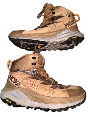 HOKA Kaha GTX Brown Tan Hiking Boots Gore-Tex Vibram Lightweight Support Size 12